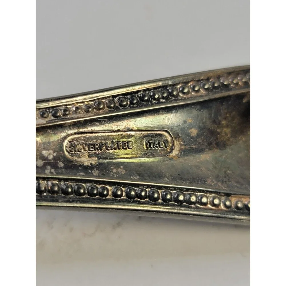 Vintage Italy Silverplated Cake Pie Server Ornate Floral Engraved 12